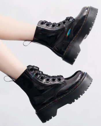 Women's Thick-soled Side Zipper Laser Martin Boots