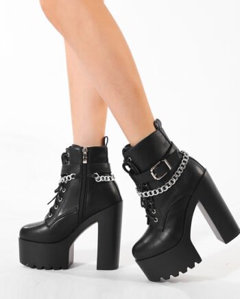 Platform Booties Women's High Heel Chunky Heel Martin Boots