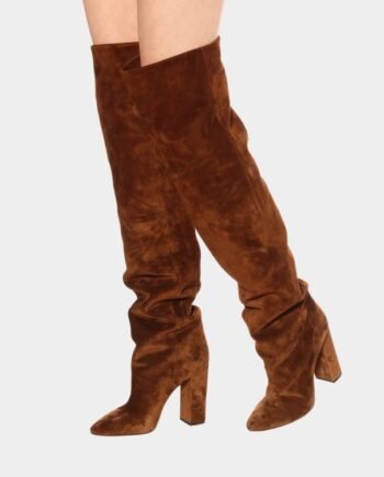 Women's Matte Over The Knee Thick Heel High-heeled Pleated Boots