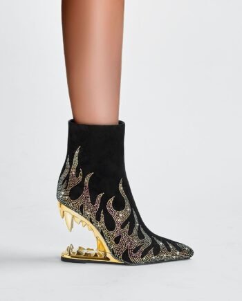 Teeth Profiled Heel Women's High Heel Boots