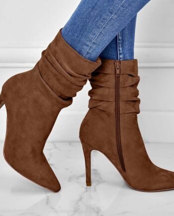 Women's Fashion Suede Pointed High Heels Boots