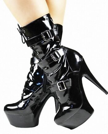 Women's 15CM Ultra-high Heel Low-cut Hollow-out Platform Belt Buckle Boots
