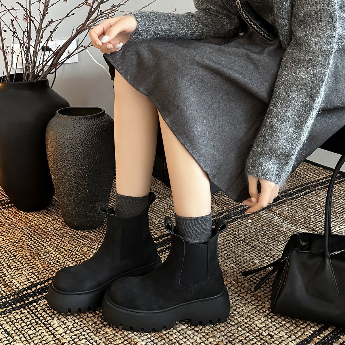 Elastic Boots Autumn And Winter New Height Increasing Women's Clothing