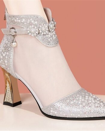 Mid Heel Chunky Heel Back Zipper Women's Shoes